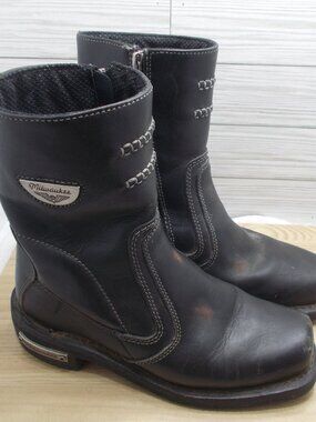 Milwaukee Black Leather Women's Moto Boots